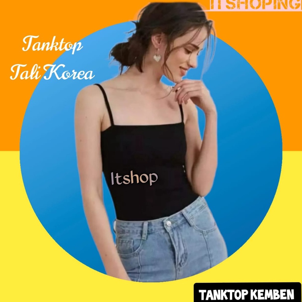 Terbagus ITSHOPING  Premium Tangtop Tali Wanita Jumbo Basic Korean Style Hits 223  Tanktop Kemben Si