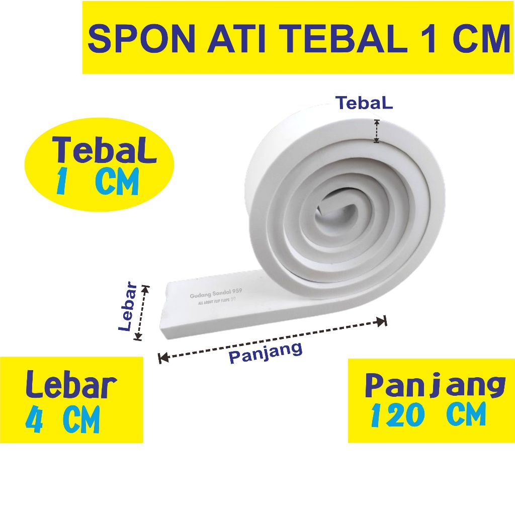 ( LIMBAH ) SPON ATI / BUSA ATI TEBAL 1 CM WARNA PUTIH UKURAN 4 CM X 120 CM POTONGAN PERSEGI PANJANG