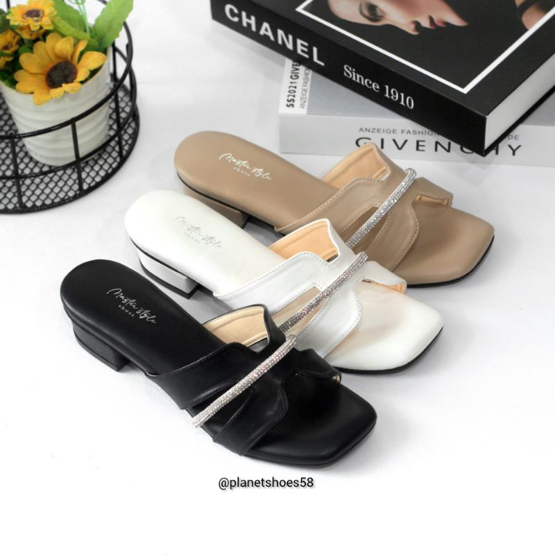 PLANET - MS12 [COD 36-40] SANDAL FLAT WANITA DEWASA HAK 3 CM VARIASI PERMATA/SELOP WANITA TERBARU