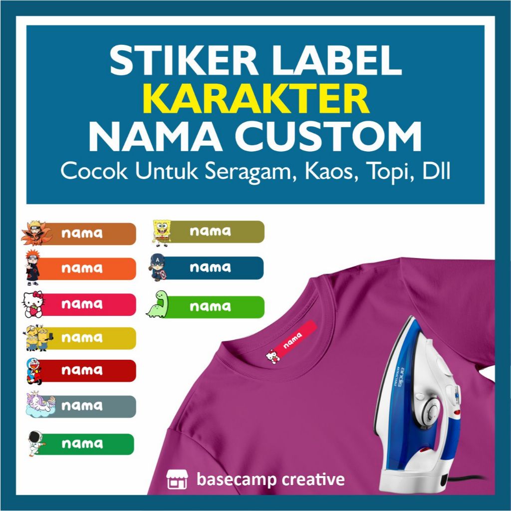 

STIKER NAMA KAIN BACKGROUND & KARAKTER UKURAN A4 KAIN STIKER NAMA CUSTOM SABLON SETRIKA SABLON NAMA SATUAN