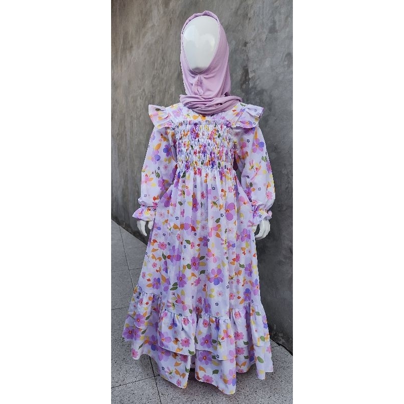 Gamis Siena Gamis Anak Perempuan/Set Gamis Pashmina Anak Perempuan Motif Bunga/Gamis Anak Motif Bung