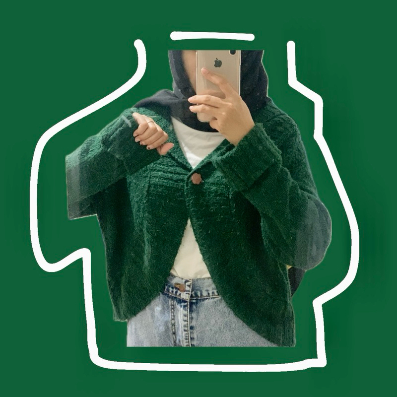 Preloved cardigan crop hijau botol | sweater crop
