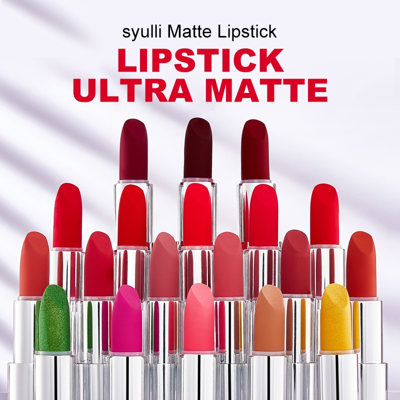 Lipstik matte tahan air beludru halus, memiliki karakteristik tahan air, tahan lama, halus, dan
