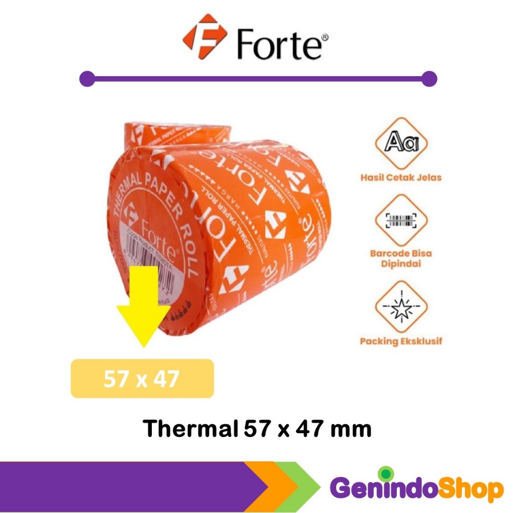 

Kertas Struk Kasir Roll / Thermal 57x47mm Forte