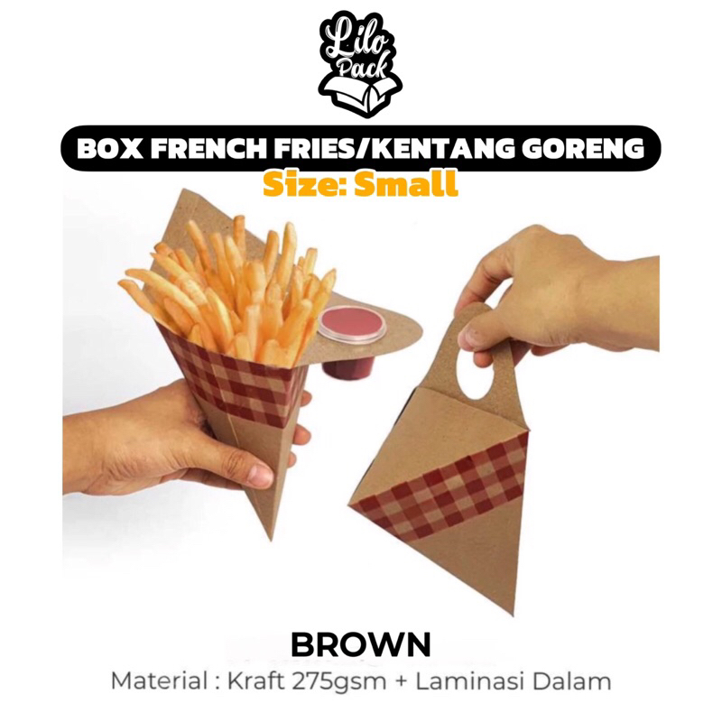 [ECER min. 5pcs] Box Kentang Goreng Kraft size Small + Saus Cup 25ml | Dus Packaging French Fries-Ch