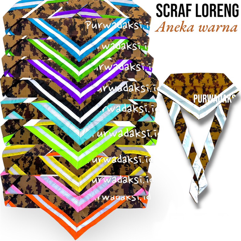 TERMURAH |SCARF PRAMUKA LORENG PRAMUKA / scraf loreng pramuka lis menyala pantulan cahaya / Scraf Lo