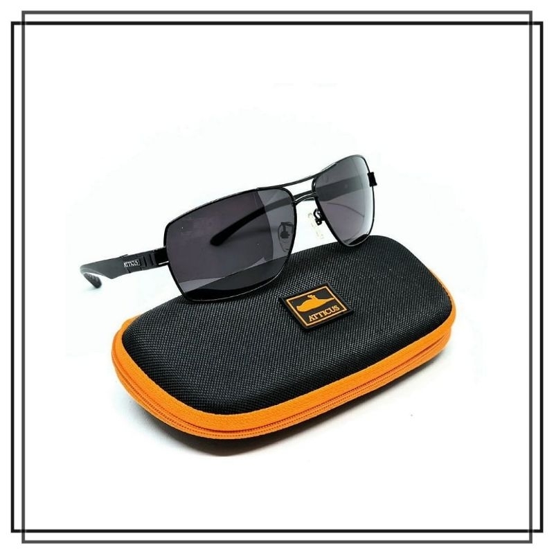 SUNGLASS POLARIZED ATTICUS AT 9066 KACAMATA HITAM Anti Silau Anti Pantul Model Keren Elegan Palang D