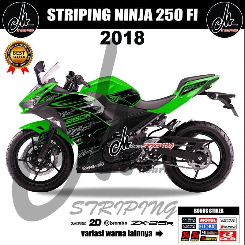 Sticker Kawasaki Ninja 250 Fi 2018 Variasi 01 / Striping Stiker Motor Ninja Fi 250 2018 Grapis Robot
