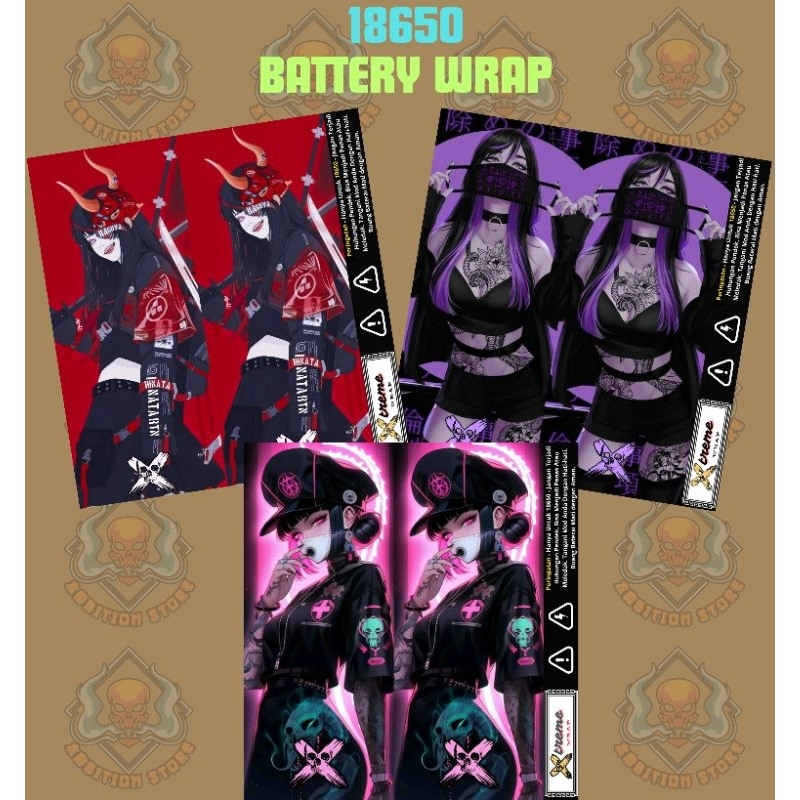 

AMBITIONSTORE - Stiker Skin Wrap Baterai 18650 Motif Xtreme Series - Pelindung dan Penghias Baterai 18650 Untuk Segala Merek Baterai