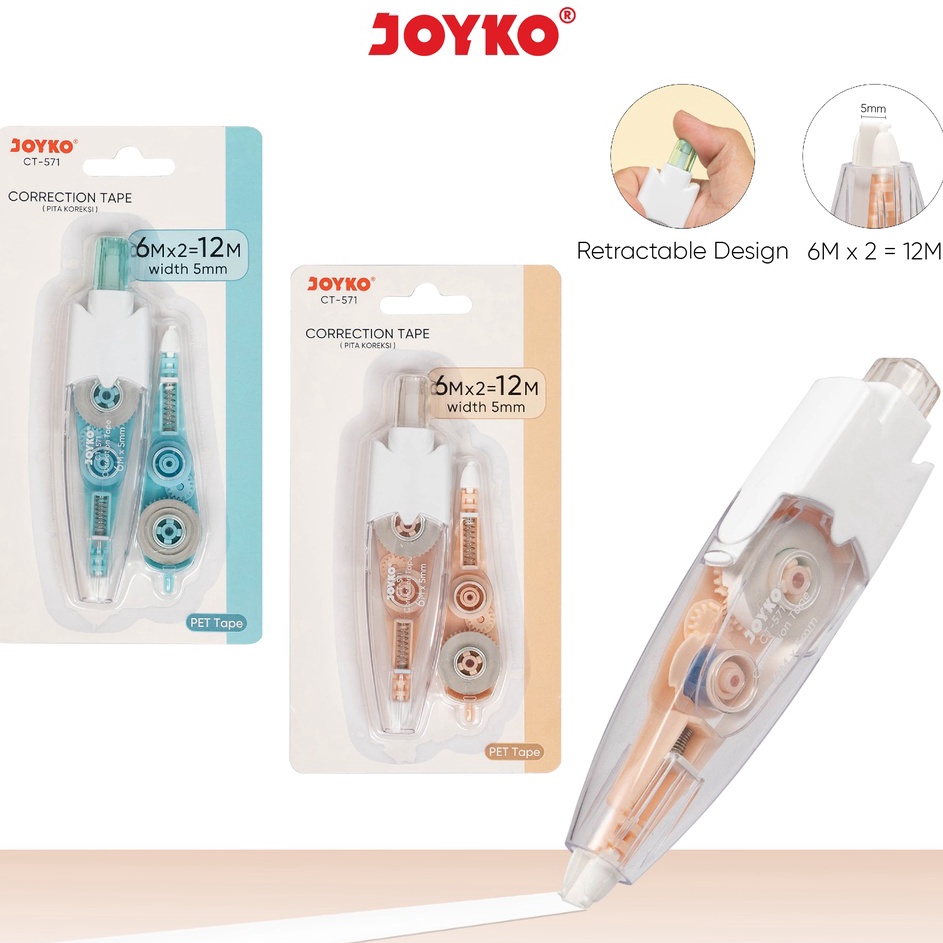

Ready Stok Pita Koreksi Correction Tape Joyko CT571 12M x 5mm