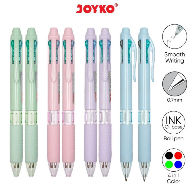 

Pulpen 4 warna Joyko Bp348 Quaco 47mm 1pak12pcs