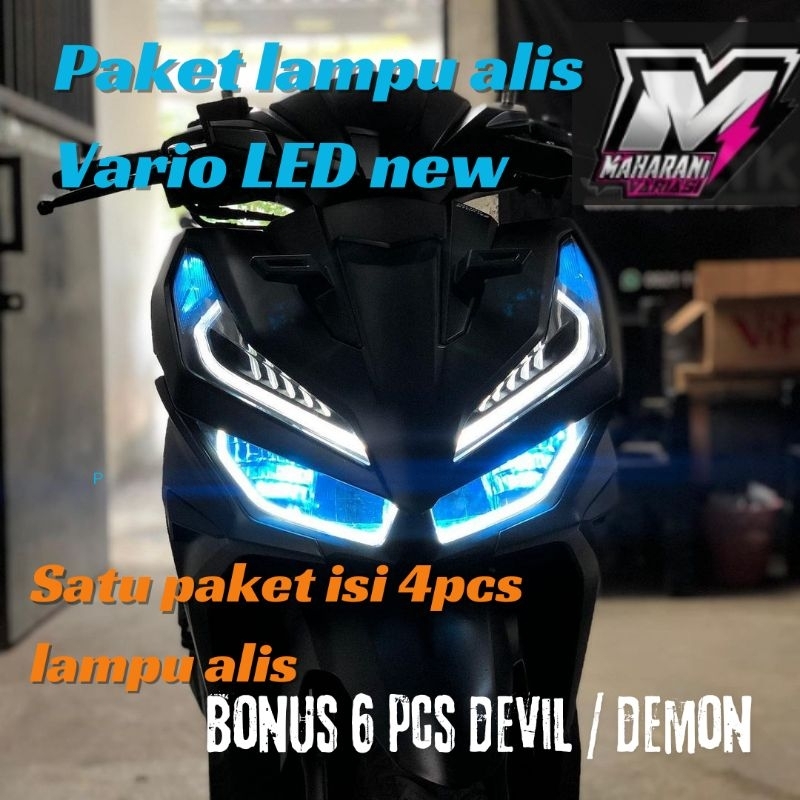 PAKET LAMPU ALIS VARIO 125/150 LED NEW BONUS DEVIL/DEMON paket tinggal pasang