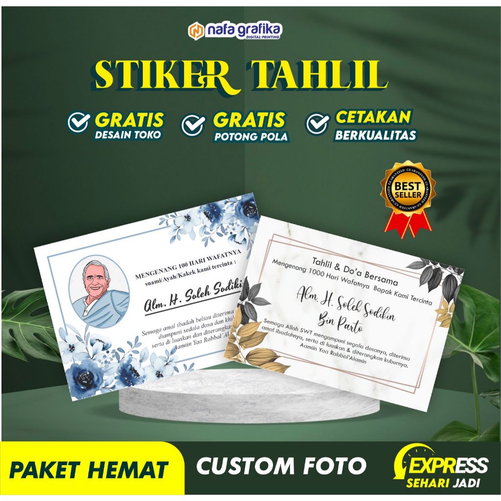 

STIKER KOTAK NASI ACARA 40 100 1000 HARI /STIKER BUKU YASIN ALQURAN/ STIKER ACARA WAFAT TAHLIL