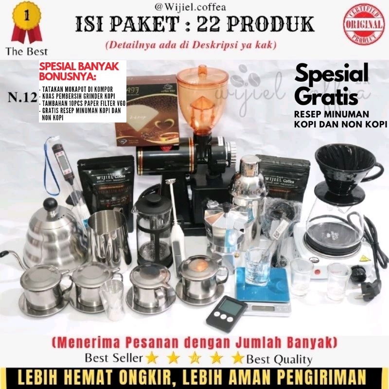 ALAT KOPI MANUAL BREW - PAKET USAHA KEDAI KOPI - SET MESIN GILING KOPI ELEKTRIK - PAKET ALAT KOPI LE