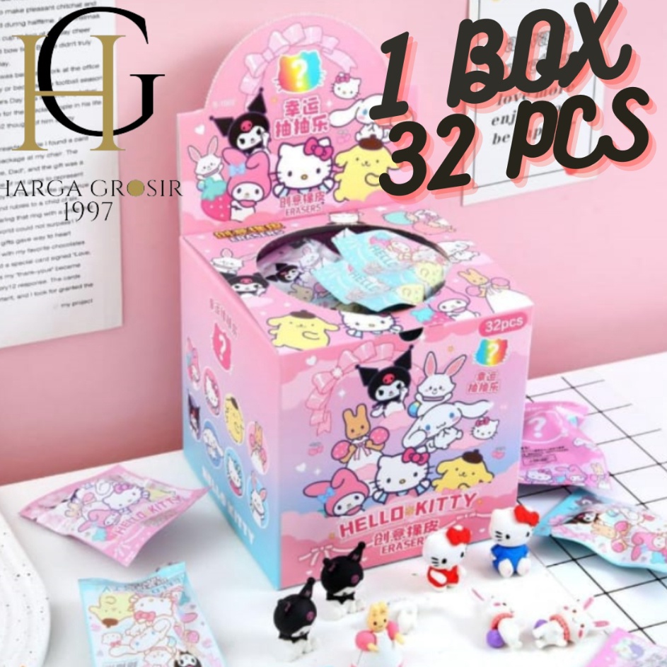 

Sentuhan Personal 1 BOX 32 PCS PENGHAPUS MYSTERY BAG SANRIO BLIND BOX LUCU IMUT KUROMI CINAMOROLL MELODY HELLO KITTY