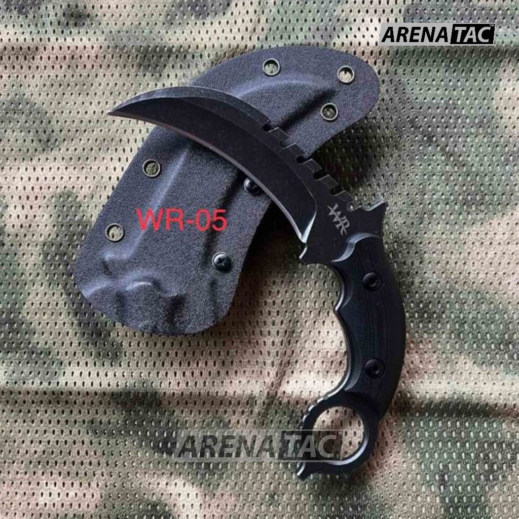 Arenatac - Pisau Camping Karambit Tactical Knife kydex Holster - WR05