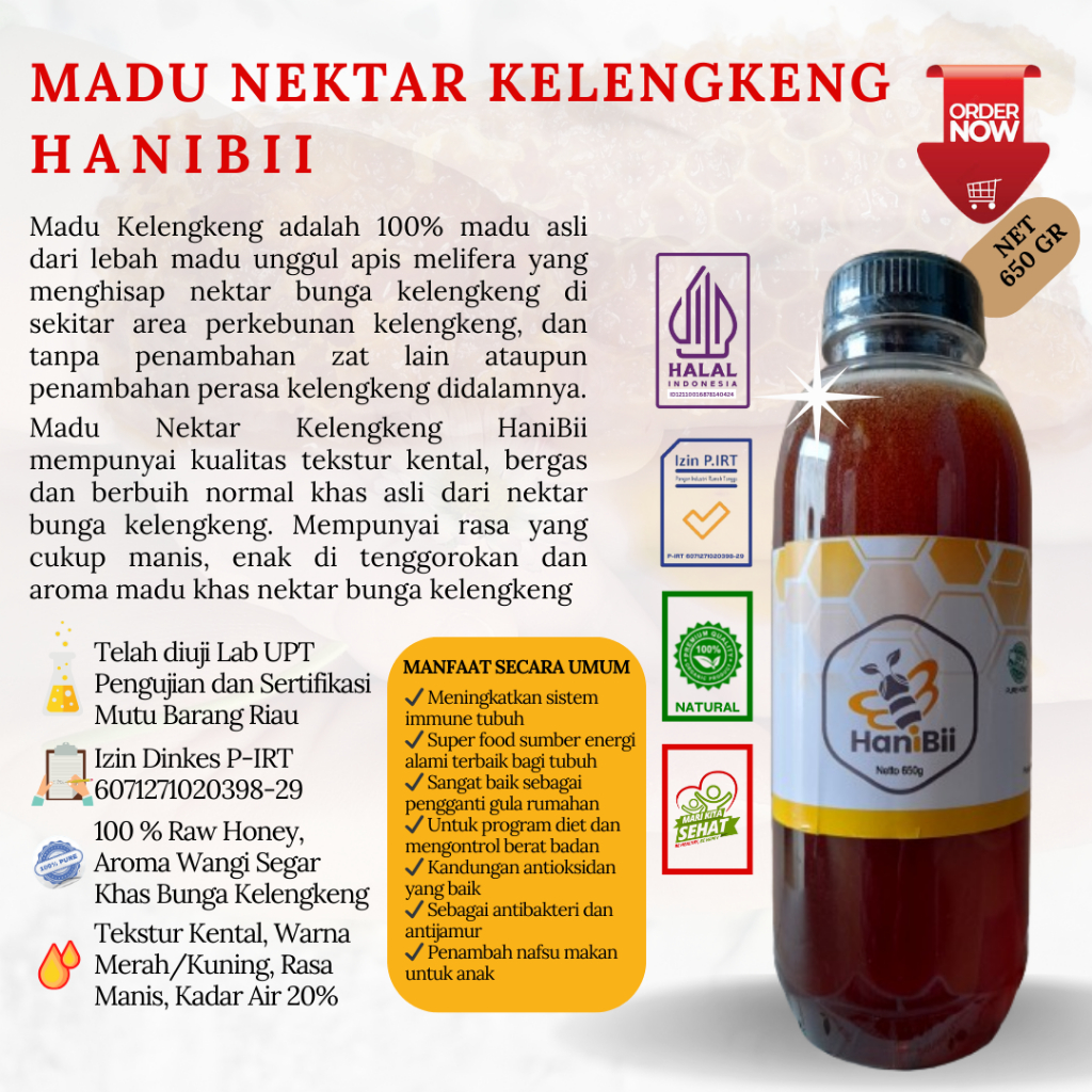 

Madu Murni Asli Nektar Kelengkeng Netto 650 G Maduku Lulus Uji Lab