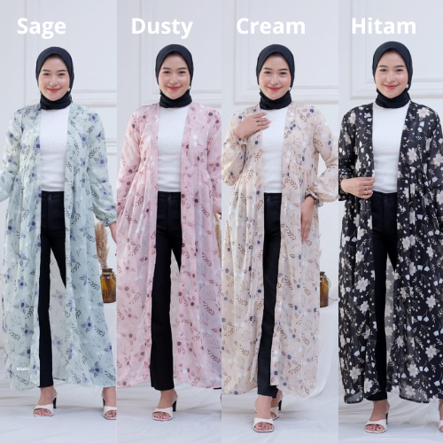 Lini Outer - Cardigan Motif Floral - Long Outer - Outer Kondangan - Cardigan Wanita - Long Cardigan 