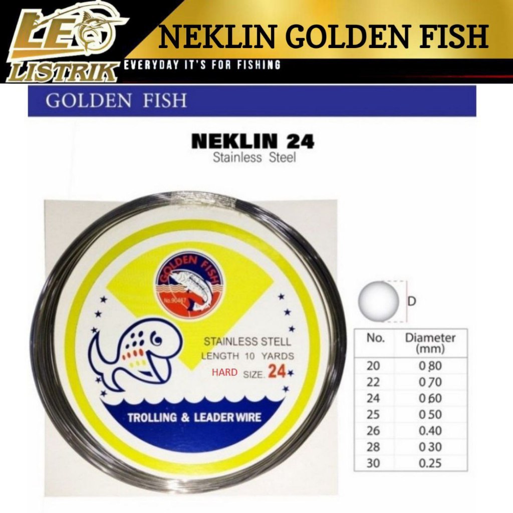 NEKLIN GOLDEN FISH TROLLING & LEADER WIRE KAWAT NEKLIN STAINLEES STEEL HARD & SOFT