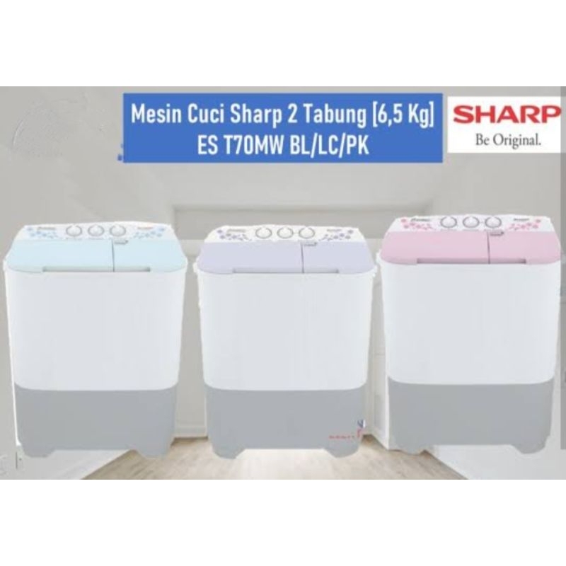Mesin Cuci Dua Tabung Sharp 6.5 Kg ES T70MW