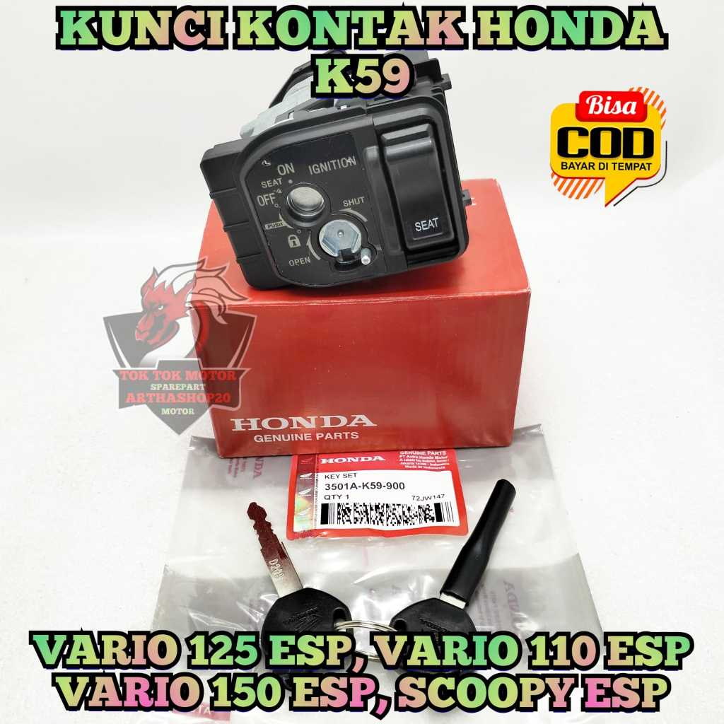 KUNCI KONTAK + Tombol JOK K59 ASLI ORIGINAL motor HONDA VARIO 110 esp , VARIO 125 esp LED , VARIO 15