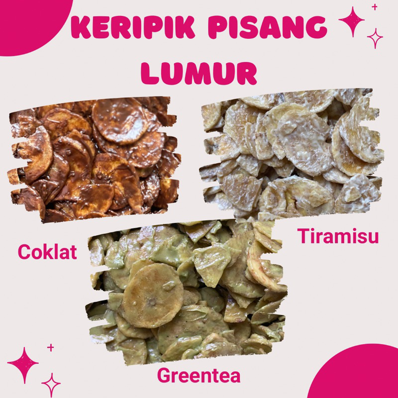 

Keripik Pisang Lumur Rasa Coklat/Greentea/Tiramisu/All Item 200 Gram