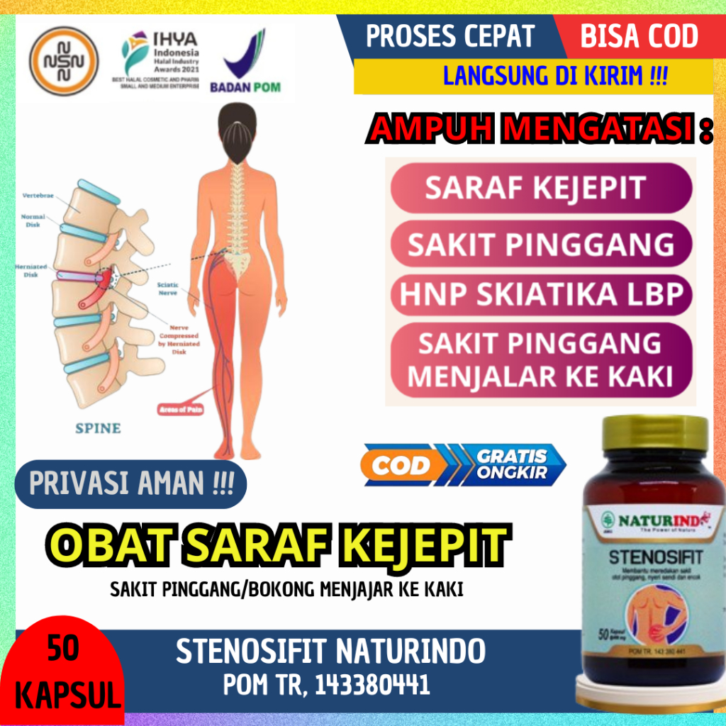 

Obat Saraf Kejepit Paling Ampuh Sakit Pinggang Nyeri Sendi Asam Urat Rematik Kesemutan Patah Tulang STENOSIFIT Naturindo Fit