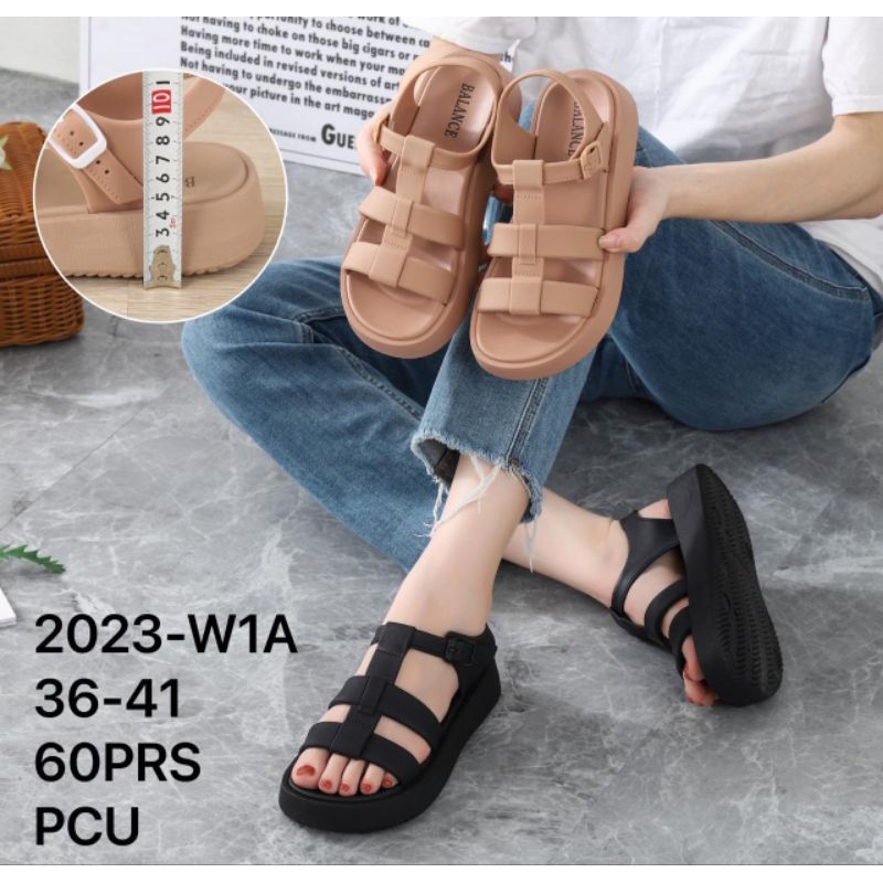 sepatu sandal wanita model gladiator bahan karet jelly import 2023-w1A