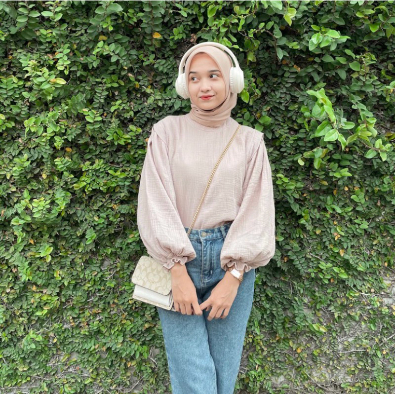 BLOUSE HINATA LINEN CRINKLE BLOUSE PUFFY