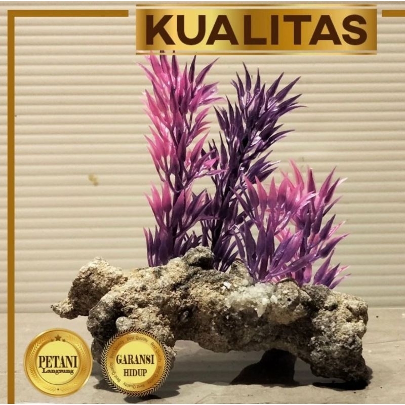 Tanaman Plastik Hydrilla Ungu Air Hiasan Aquarium Ikan Hias Aquascape