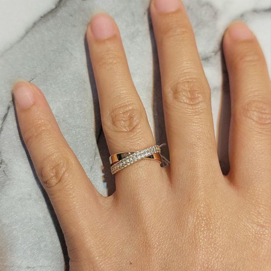 Cincin Fashion Wanita Silang Zircon 2.28gram 16k 700 Size 10 (CH235)
