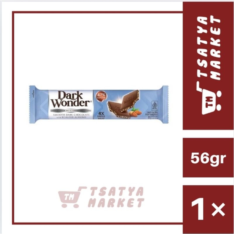 

[PROMO VALENTINE] COKLAT DARK WONDER SMOOTH DARK CHOCOLATE ALMOND PANGGANG 56GR