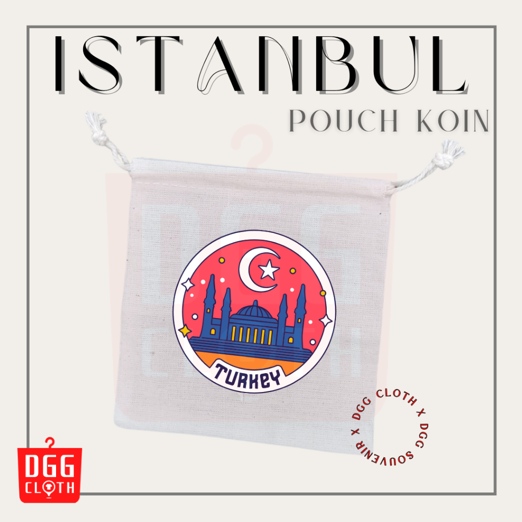 DGGCloth Pouch Koin Souvenir Turki Dompet Koin Oleh Oleh Turkey Istanbul Bahan Blacu Tali Serut Type