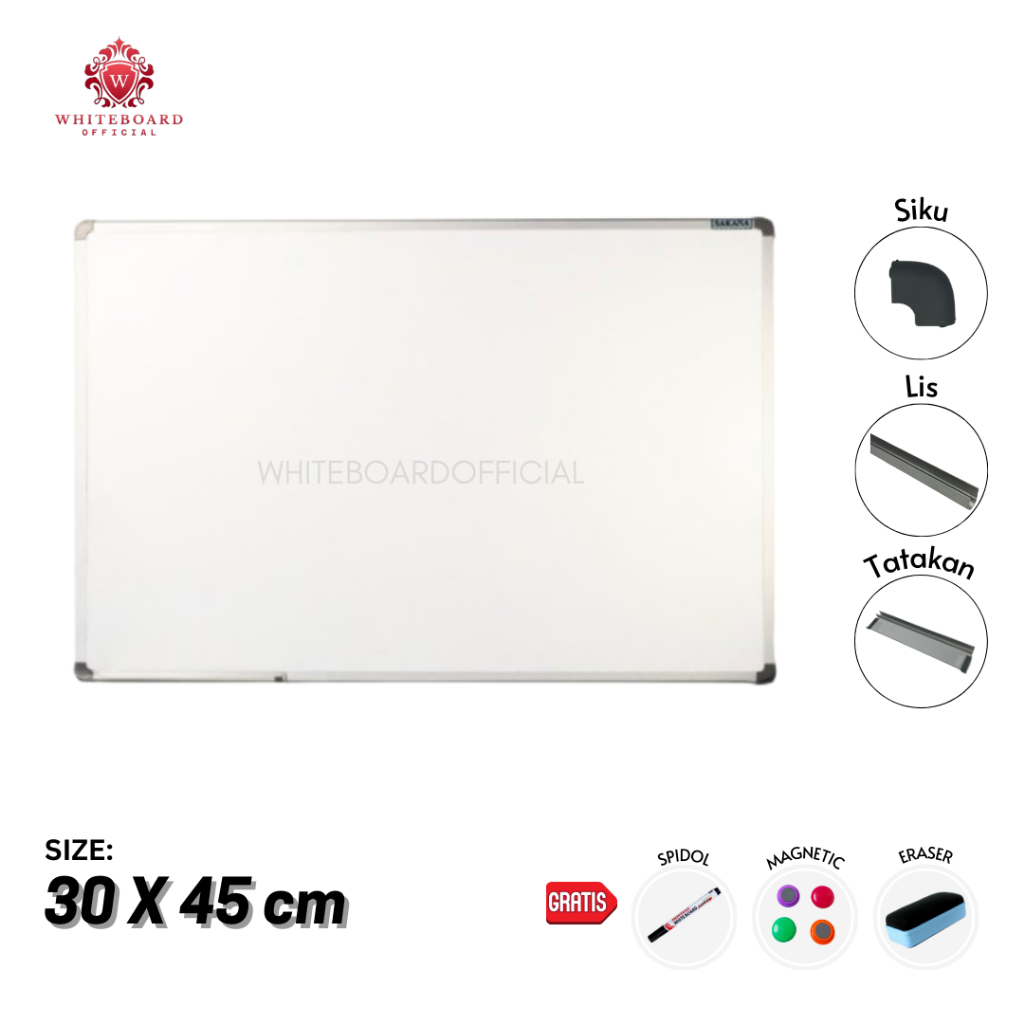 

Papan Tulis / White board Gantung / WhiteBoard Magnet 30 x 45cm Sakana