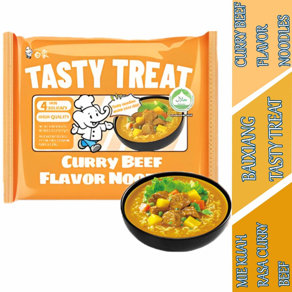 

Curry Beef Flavor Noodles - Baixiang Tasty Treat - Mie Kuah Rasa Curry Beef - 85gr