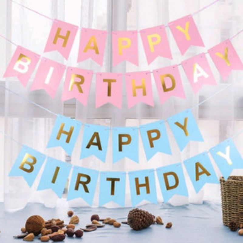 BANNER ULANGTAHUN/TULISAN DINDING HAPPY BIRTHDAY/GANTUNGAN TULISAN ULANG TAHUN/SPANDUK ULANGTAHUN/