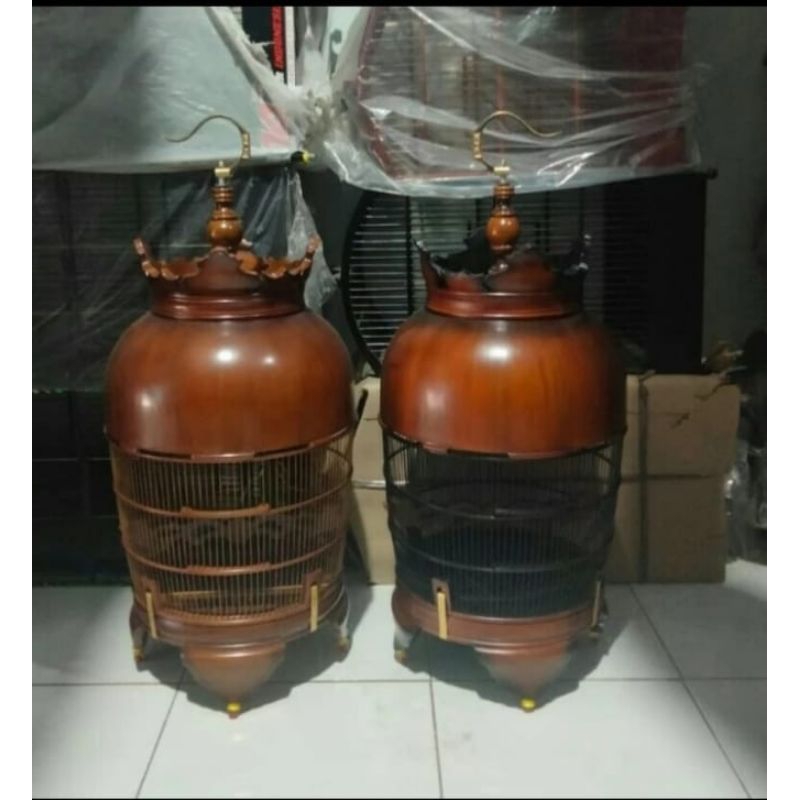 Kandang burung perkutut kayu jati warna coklat