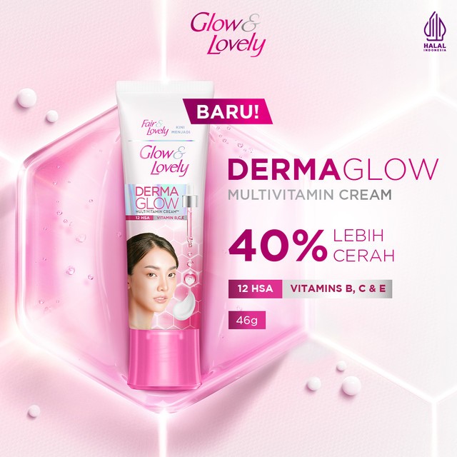 Glow & Lovely DermaGlow Multivitamin Cream 46g (Wajah +40% Lebih Cerah Glowing)