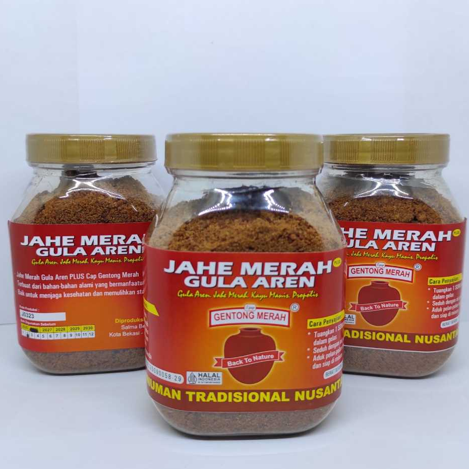 

NG Jahe Merah Plus Gula Aren Kayu Manis Propolis Cap Gentong Merah 250 gr