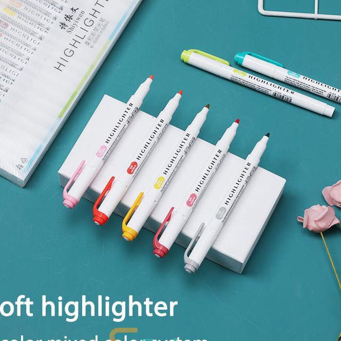 

KF7 EGPulpen Fluorescent DoubleEnded Seri Warna Pucat Spidol Segar Lembut Mahasiswa Spidol WarnaEghrerr