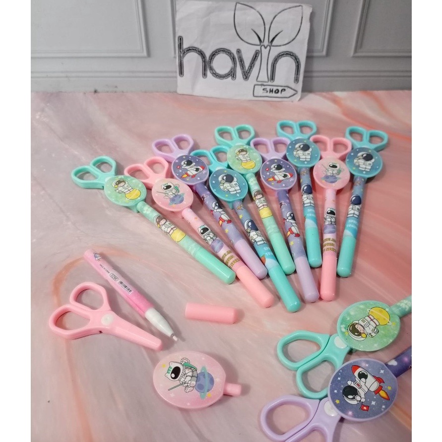 

KF7 12pc PEN GEL ada GUNTING MINI PENA JEL GUNTING