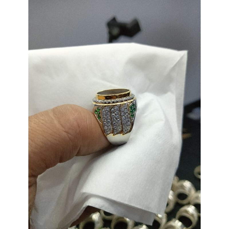 ring perak tanam zircon dim 15x12