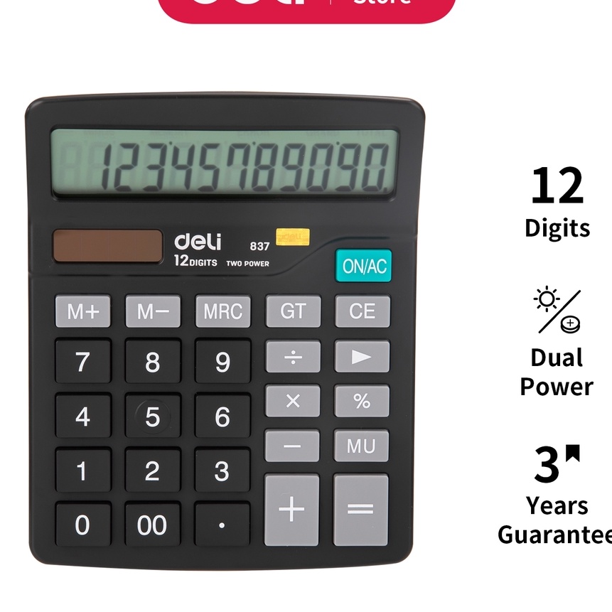 

KP8 Deli Kalkulator Double Power Layar LCD Kualitas Tinggi Keyboard Karet Garansi 3 Tahun W837