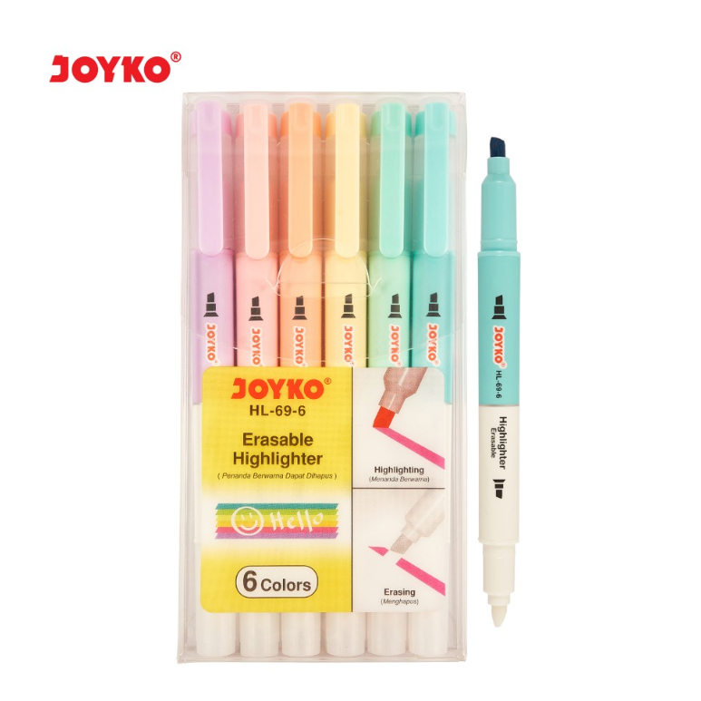 

Erasable Highlighter Penanda Dapat Dihapus Joyko HL-69-6 Set 6 Warna