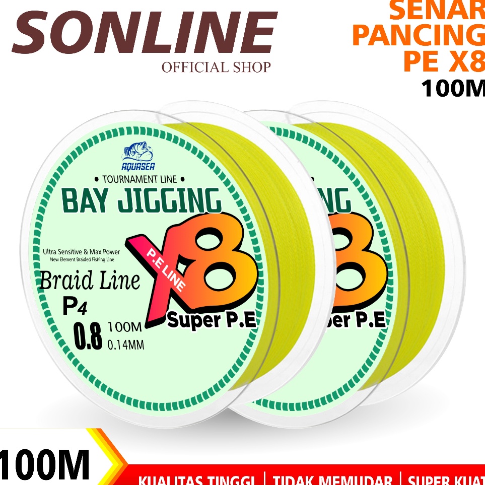 Best SONLINE  Senar Pancing PE Warna Kuning 1M PE Fishing Line Strength 55kg18kg Sangat Senar Pancin