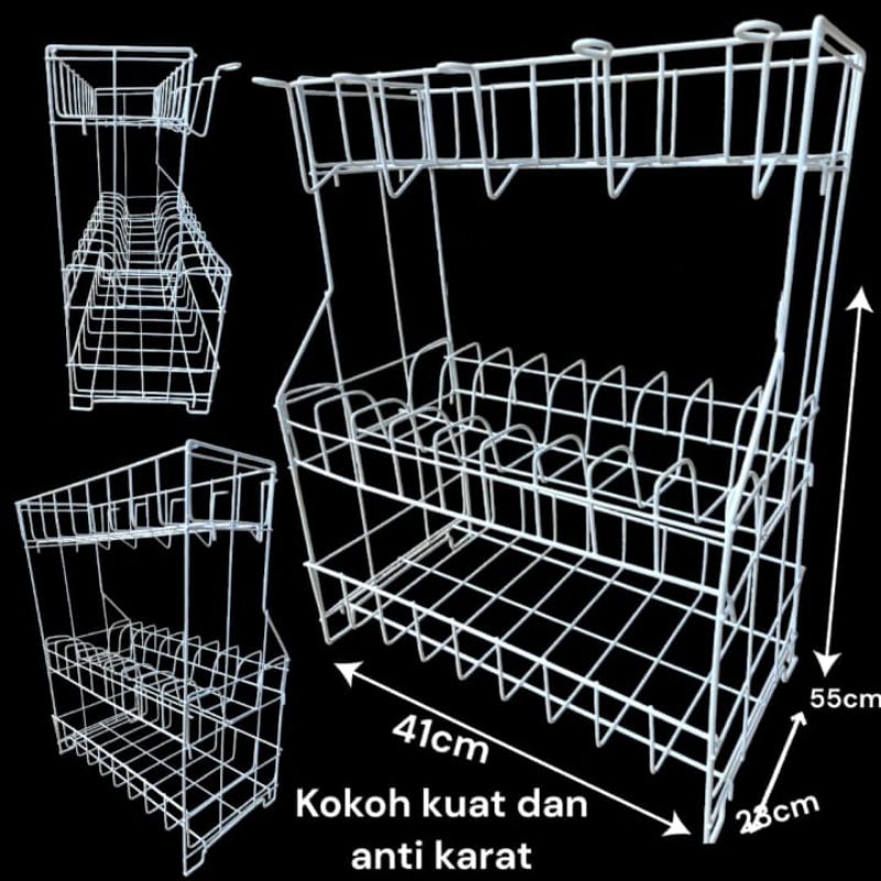 Rak piring kecil susun 3 Rak dapur minimalis RPL 03