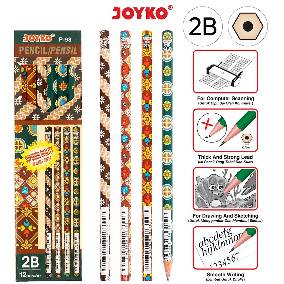 

Pencil Pensil Joyko P98 2B Batik 1 BOX 12 PCS