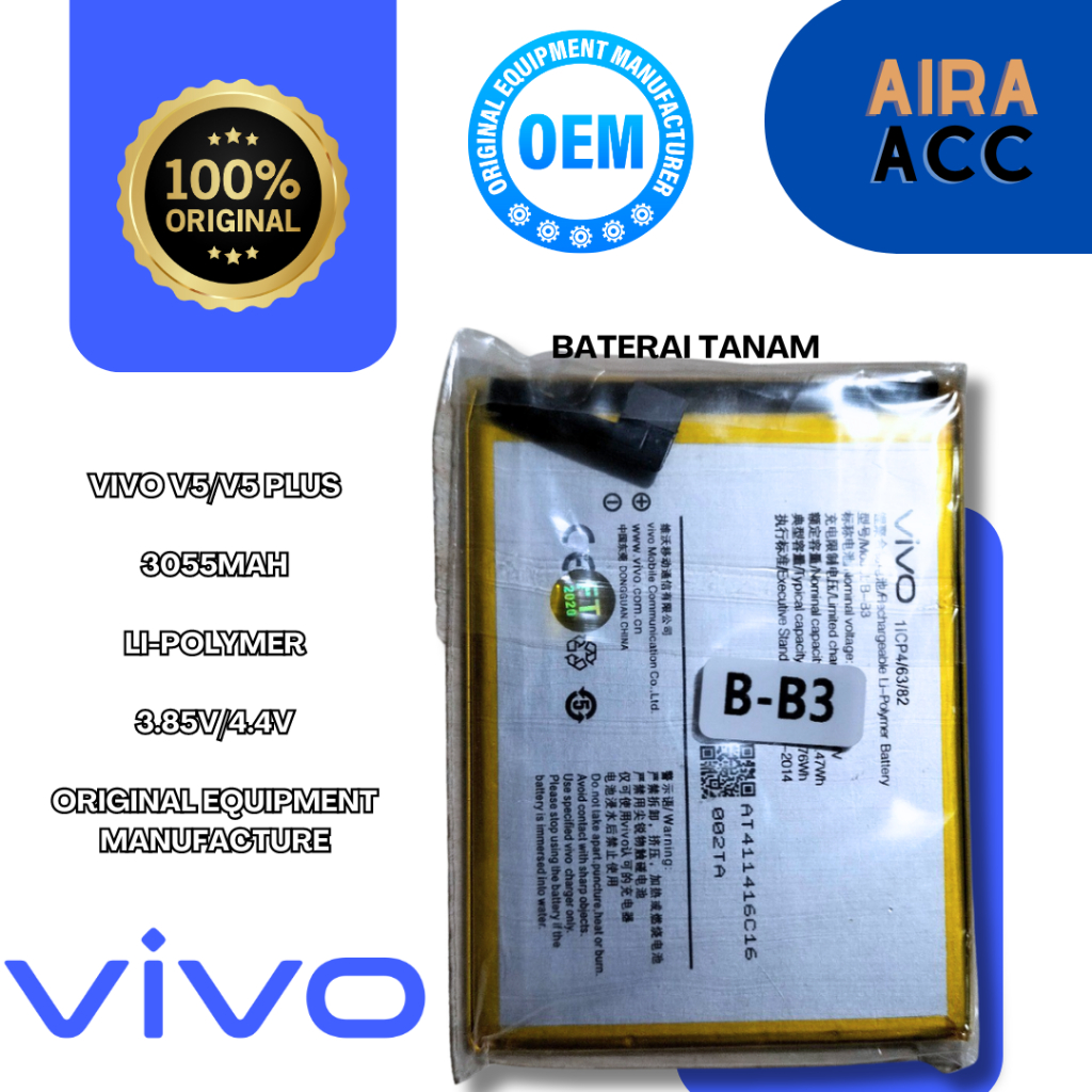 Baterai Vivo V5 / Vivo V5 Plus Batre BB3 Vivo V5 / V5 Plus Original battery