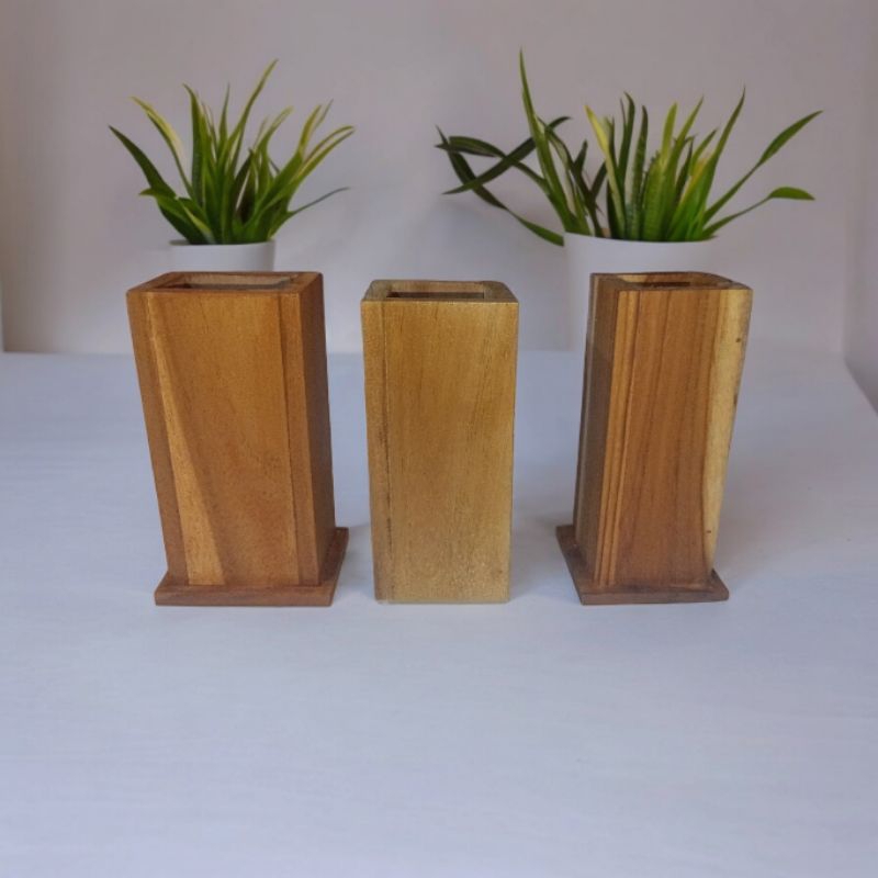 

WoodenGrade Tempat Pensil Pen Kayu Jati Solid Premium