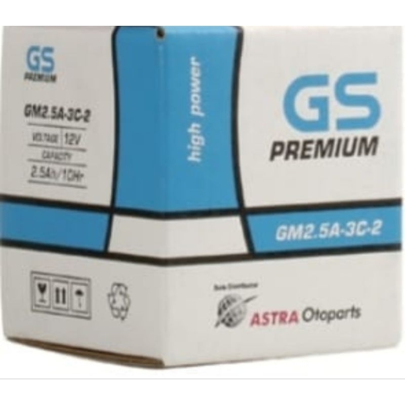 Aki Motor Type GM2.5A-3C-2 GL MAX PRO Aki Basah Merk GS ASTRA ASLI